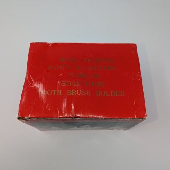 NEW VTG World Bazaars Hand Painted Santa With Lantern 3 piece Ceramic Bath Set - Picture 14 of 14